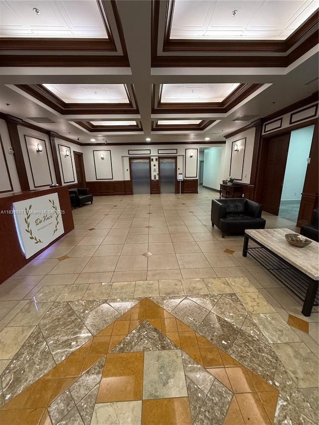 2665 SW 37th Ave Unit 1213, Miami, FL 33133 - building lobby featuring crown molding and coffered ceiling