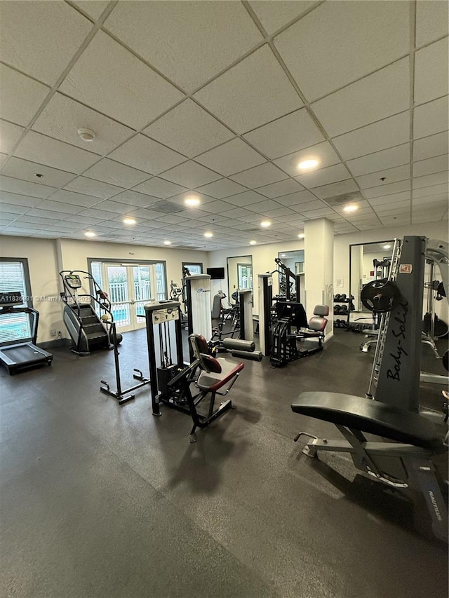 2665 SW 37th Ave Unit 1213, Miami, FL 33133 - exercise room featuring a paneled ceiling