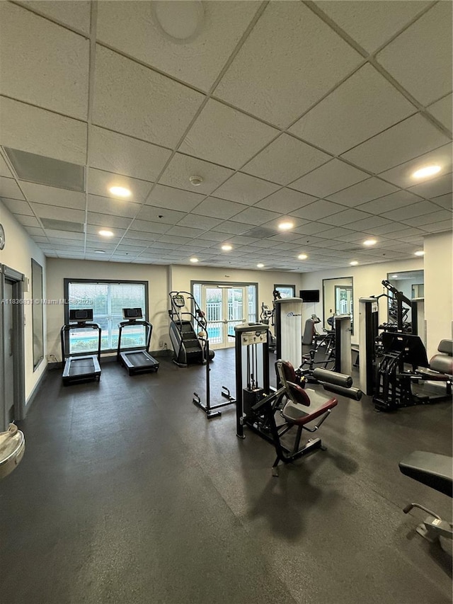 2665 SW 37th Ave Unit 1213, Miami, FL 33133 - exercise room with plenty of natural light and a drop ceiling