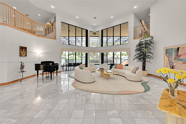 1910 Preston Trl, Coral Springs, FL 33071 - living area with a high ceiling and recessed lighting