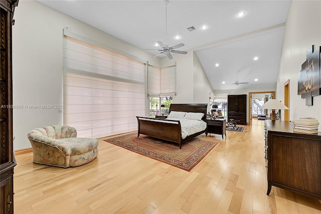 1910 Preston Trl, Coral Springs, FL 33071 - living area featuring ceiling fan, plenty of natural light, light wood-style flooring, recessed lighting, and high vaulted ceiling