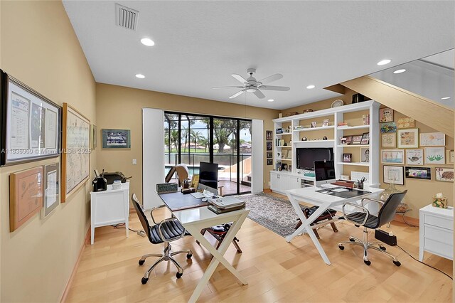 1910 Preston Trl, Coral Springs, FL 33071 - office space with light wood-type flooring, ceiling fan, and recessed lighting