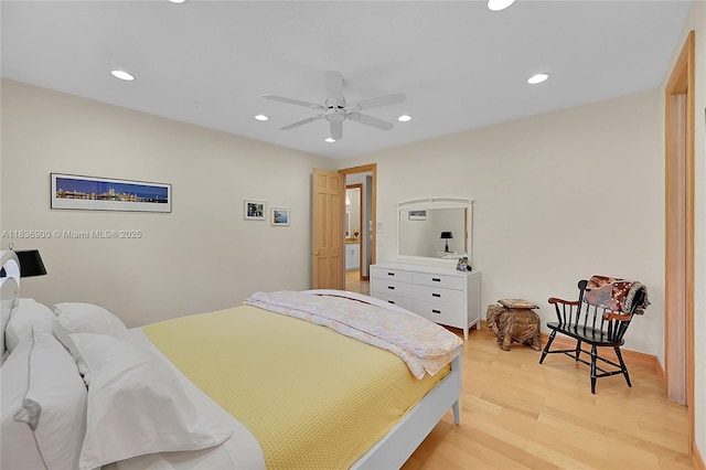1910 Preston Trl, Coral Springs, FL 33071 - bedroom with recessed lighting, light wood-type flooring, and a ceiling fan