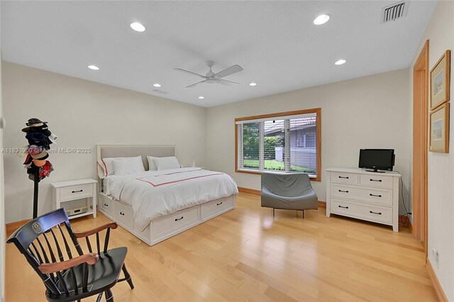 1910 Preston Trl, Coral Springs, FL 33071 - bedroom featuring light wood-style flooring, recessed lighting, and a ceiling fan