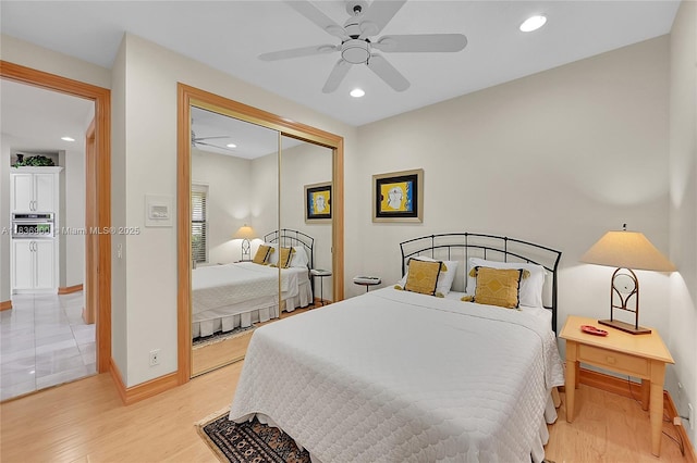 1910 Preston Trl, Coral Springs, FL 33071 - bedroom featuring light wood finished floors, a closet, recessed lighting, and a ceiling fan