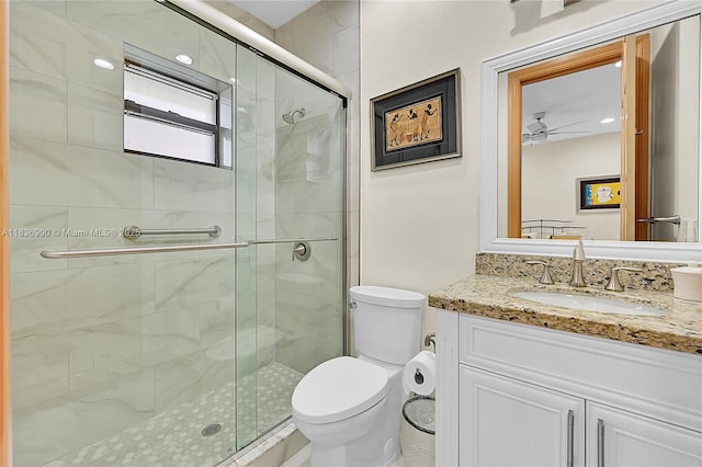 1910 Preston Trl, Coral Springs, FL 33071 - bathroom with vanity, a shower stall, and a ceiling fan