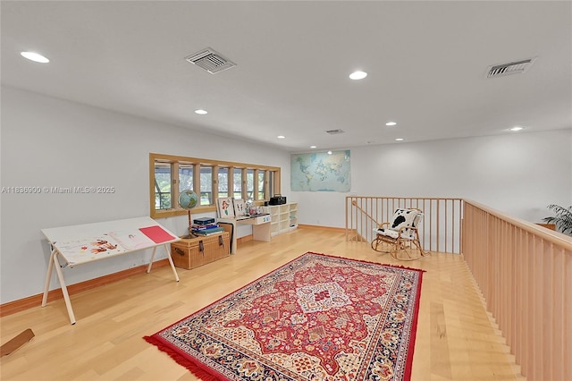 1910 Preston Trl, Coral Springs, FL 33071 - living area with an upstairs landing, wood finished floors, and recessed lighting