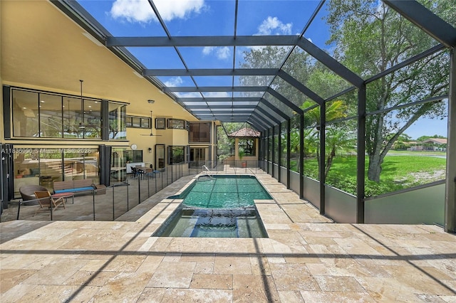 1910 Preston Trl, Coral Springs, FL 33071 - outdoor pool featuring a patio, an in-ground hot tub, and a lanai