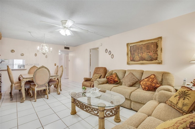 5100 Washington St Unit 211, Hollywood, FL 33021 - living room with ceiling fan, light tile patterned floors, and a chandelier