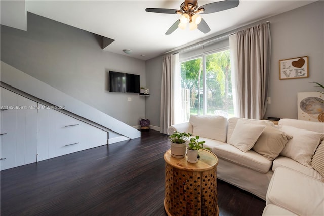 1606 Veracruz Ln, Weston, FL 33327 - living area with a ceiling fan and wood finished floors