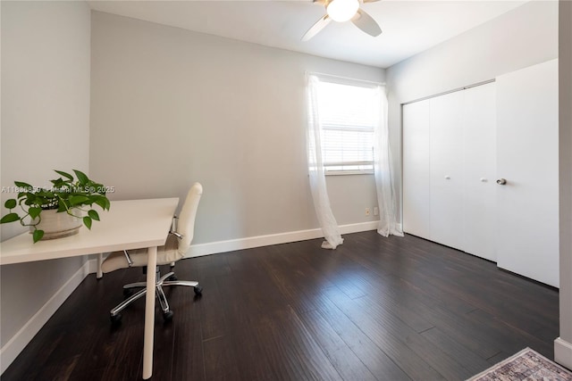 1606 Veracruz Ln, Weston, FL 33327 - office space with a ceiling fan and dark wood finished floors