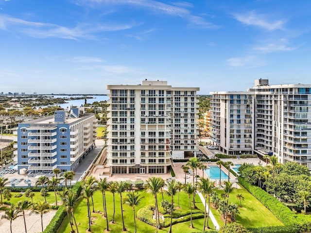 8855 E Collins Ave Unit 2F, Surfside, FL 33154 - view of apartment building / complex featuring a city view and a water view