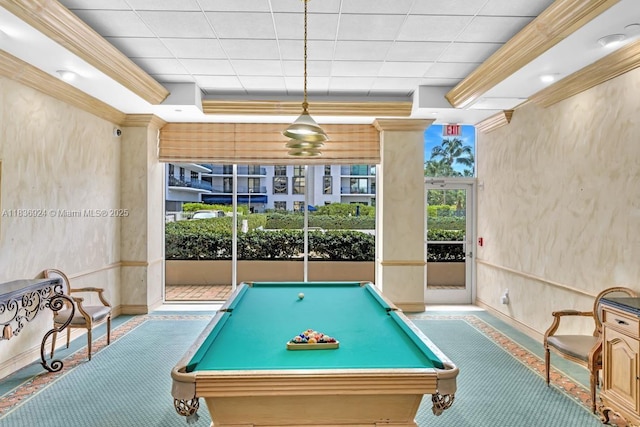 8855 E Collins Ave Unit 2F, Surfside, FL 33154 - recreation room with billiards and carpet floors
