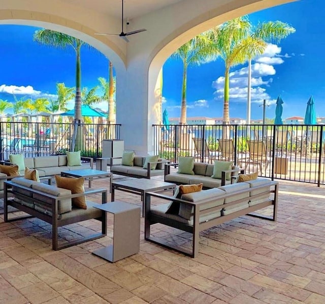 10498 W 33rd Way, Hialeah, FL 33018 - view of patio / terrace featuring an outdoor hangout area and ceiling fan