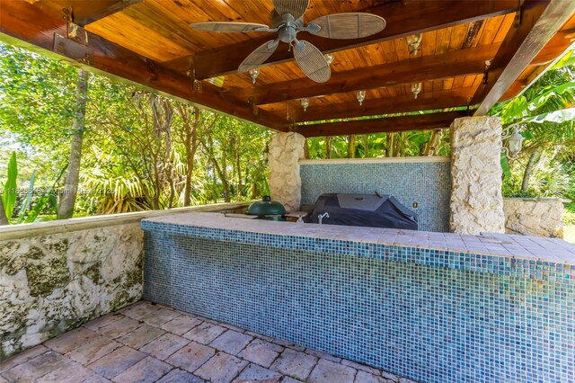 5800 SW 178th Ave, Southwest Ranches, FL 33331 - view of patio featuring a ceiling fan and exterior kitchen