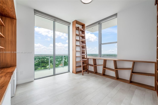 2681 N Flamingo Rd Unit 2708S, Sunrise, FL 33323 - spare room with a wall of windows, healthy amount of natural light, and light wood-type flooring