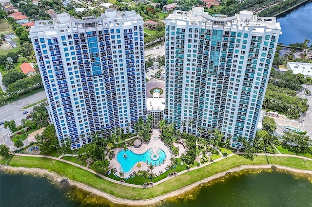 2681 N Flamingo Rd Unit 2708S, Sunrise, FL 33323 - bird's eye view of a nearby body of water and a pool