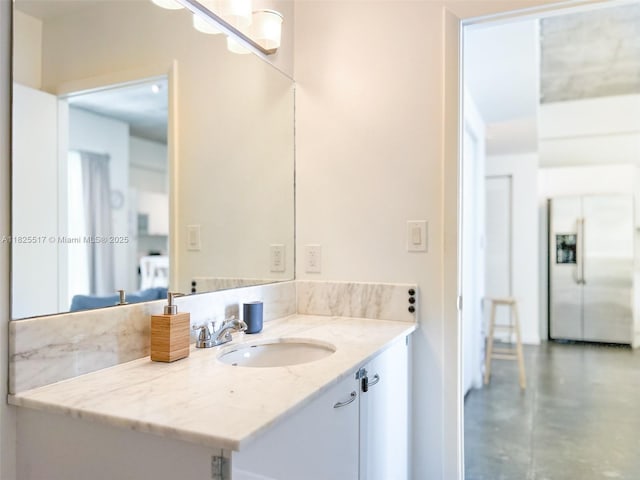 133 NE 2nd Ave Unit 1410, Miami, FL 33132 - bathroom featuring vanity and finished concrete floors