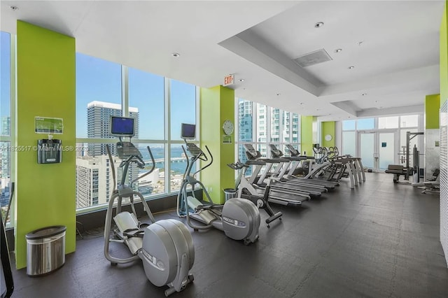133 NE 2nd Ave Unit 1410, Miami, FL 33132 - workout area featuring healthy amount of natural light and expansive windows