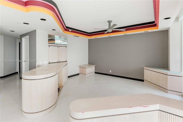 3802 NE 207th St Unit 601, Aventura, FL 33180 - interior space with a ceiling fan and a tray ceiling