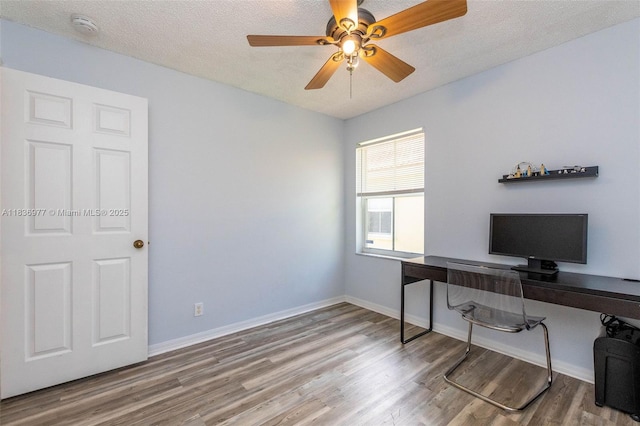 2020 Andromeda Ln, Weston, FL 33327 - unfurnished office featuring wood finished floors, a textured ceiling, and a ceiling fan