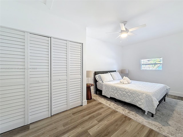 1309 SW 75th Ave, North Lauderdale, FL 33068 - bedroom with wood finished floors, a closet, and a ceiling fan
