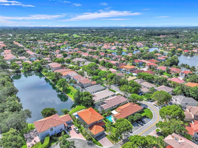 aerial perspective of suburban area featuring a nearby body of water