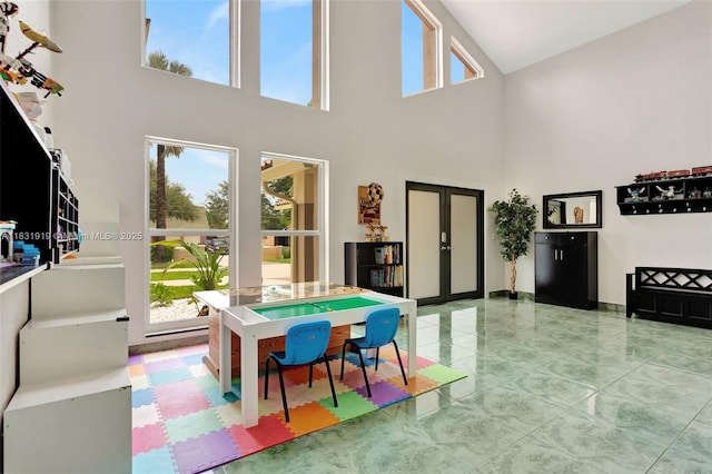 14100 SW 21st St, Davie, FL 33325 - recreation room with a towering ceiling and french doors