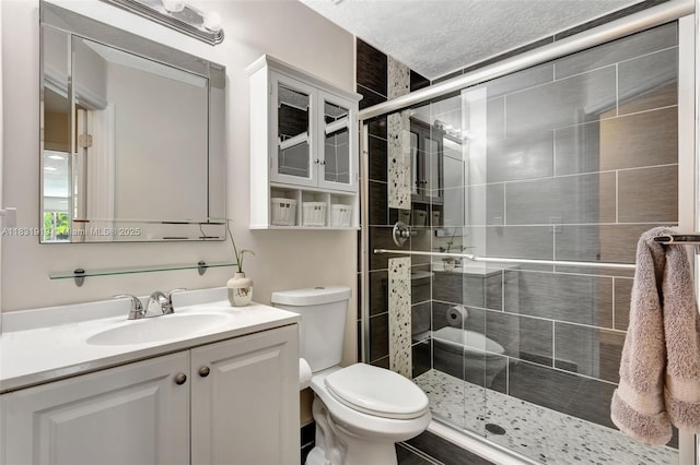 14100 SW 21st St, Davie, FL 33325 - full bathroom with vanity, a stall shower, and a textured ceiling
