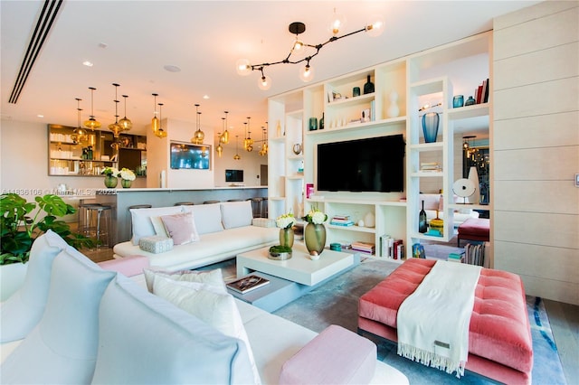 650 NE 32nd St Unit 2205, Miami, FL 33137 - living area featuring a chandelier