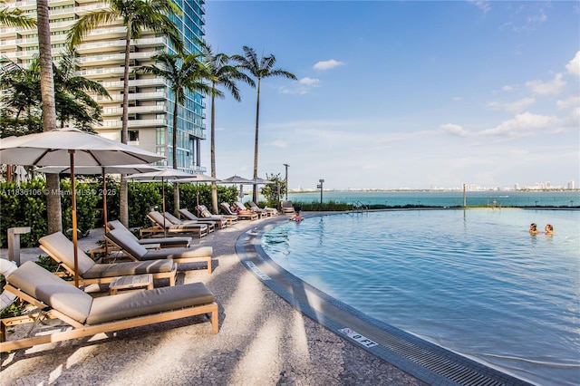 650 NE 32nd St Unit 2205, Miami, FL 33137 - view of swimming pool with a water view