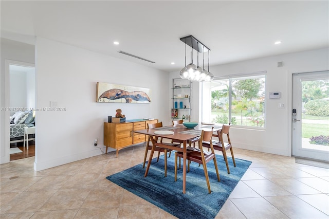 117 Almar Dr, Wilton Manors, FL 33334 - dining room featuring light tile patterned flooring, recessed lighting, and a chandelier