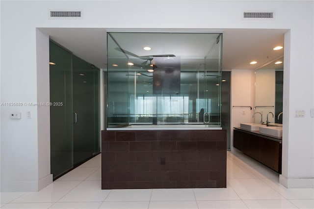 1040 Biscayne Blvd Unit 2402, Miami, FL 33132 - full bath featuring vanity, tile patterned flooring, a stall shower, and recessed lighting