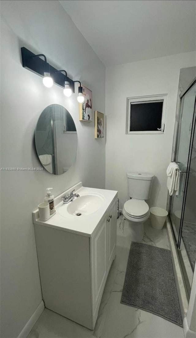 2993 SW 16th Ter, Miami, FL 33145 - full bathroom featuring marble finish floors, vanity, and a shower stall
