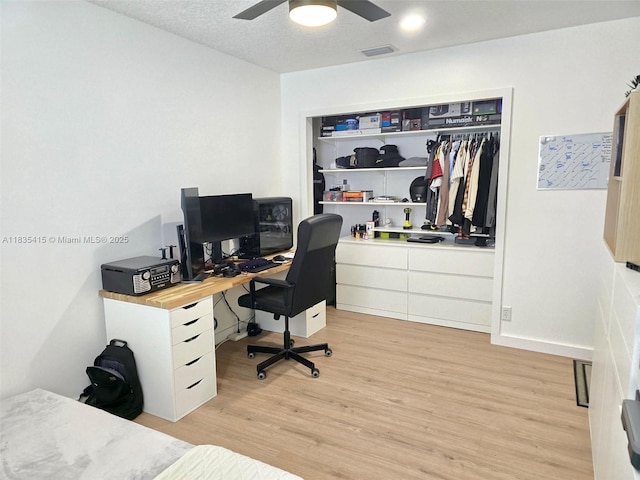 547 Cascade Falls Dr, Weston, FL 33327 - office area with light wood-style floors and a ceiling fan