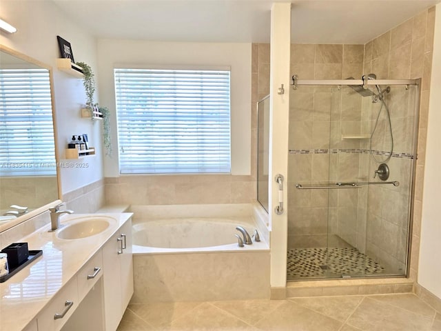 547 Cascade Falls Dr, Weston, FL 33327 - bathroom with a bath, vanity, a shower stall, and healthy amount of natural light