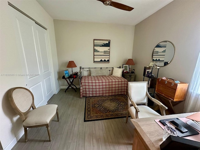 799 Hookline Cir, Loxahatchee, FL 33470 - bedroom with wood finished floors and a ceiling fan