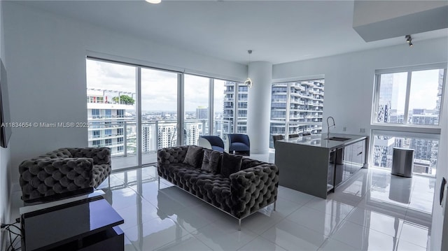 1080 Brickell Ave Unit 4209, Miami, FL 33131 - living area with a city view, plenty of natural light, and light tile patterned floors