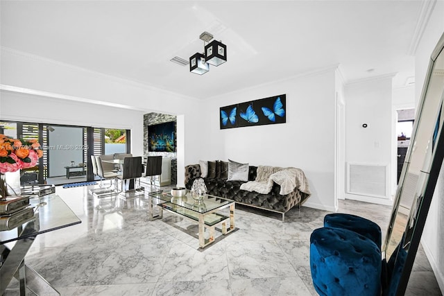 11055 NW 59th Ct, Hialeah, FL 33012 - living room with crown molding and marble finish floors