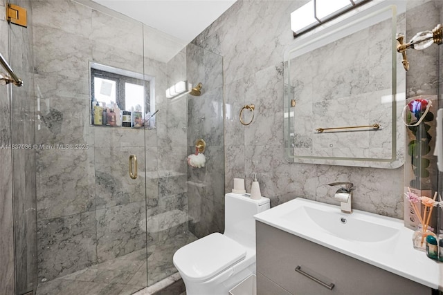 11055 NW 59th Ct, Hialeah, FL 33012 - bathroom with tile walls, vanity, and a stall shower