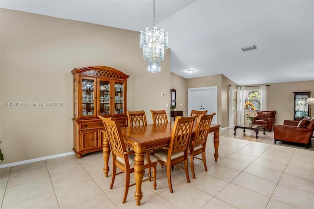 11321 NW 1st Ct, Coral Springs, FL 33071 - dining space featuring a chandelier, high vaulted ceiling, and light tile patterned floors