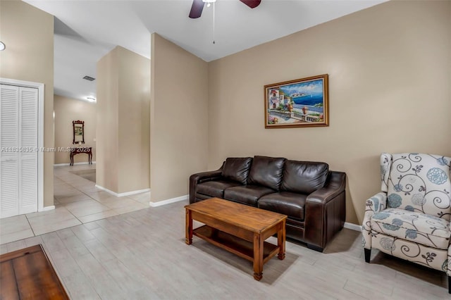 11321 NW 1st Ct, Coral Springs, FL 33071 - living room featuring a ceiling fan and light wood-style floors