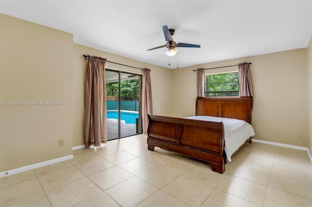 11321 NW 1st Ct, Coral Springs, FL 33071 - bedroom featuring access to exterior, multiple windows, a ceiling fan, and light tile patterned floors