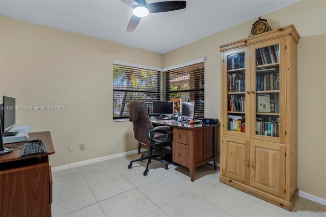 11321 NW 1st Ct, Coral Springs, FL 33071 - office with a ceiling fan and light tile patterned floors