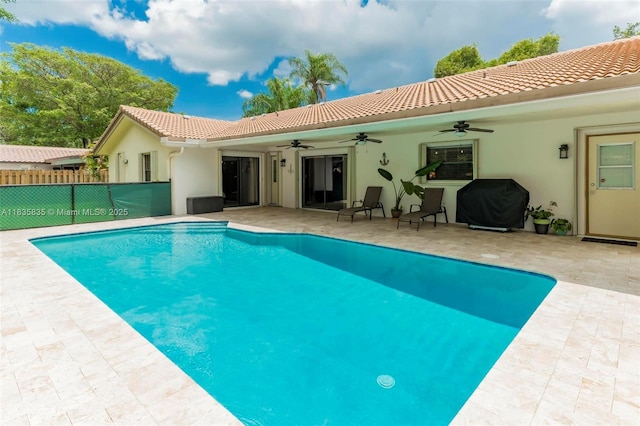 11321 NW 1st Ct, Coral Springs, FL 33071 - view of pool with ceiling fan, area for grilling, and a patio area