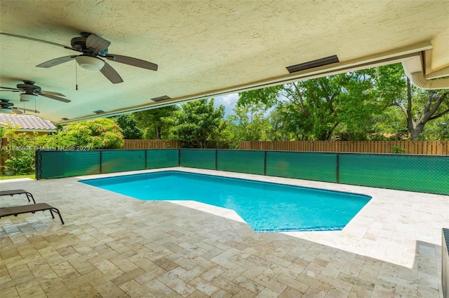 11321 NW 1st Ct, Coral Springs, FL 33071 - view of swimming pool featuring a fenced backyard, ceiling fan, and a patio
