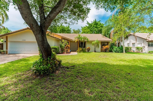 11321 NW 1st Ct, Coral Springs, FL 33071 - ranch-style house with a garage, concrete driveway, a front yard, and stucco siding