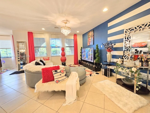 2954 NW 124th Way, Sunrise, FL 33323 - living area with a chandelier, recessed lighting, and tile patterned floors