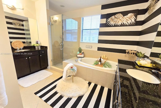 2954 NW 124th Way, Sunrise, FL 33323 - full bath with vanity, a bath, a shower stall, and tile patterned flooring