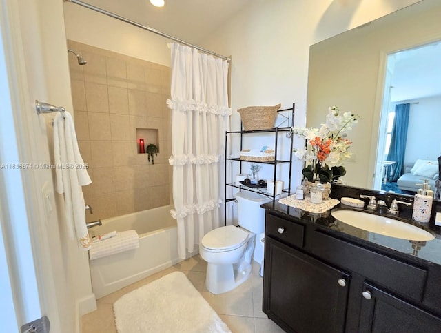 2954 NW 124th Way, Sunrise, FL 33323 - bathroom featuring shower / bath combo with shower curtain, vanity, and tile patterned floors